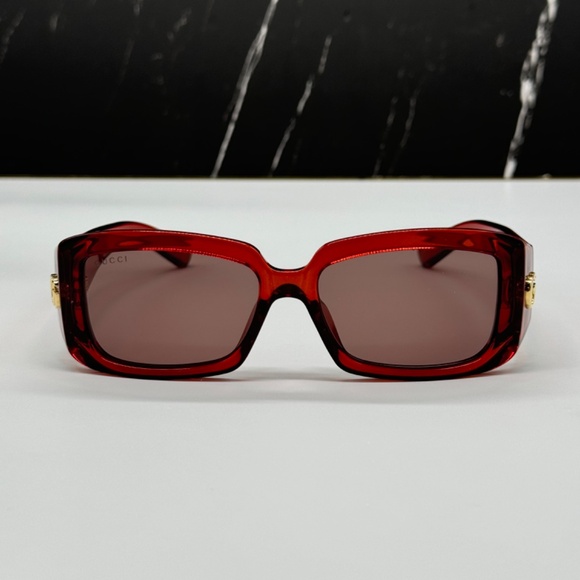 NEW GG1403SK 003 GUCCI RED BROWN SQUARE WOMEN GUCCI SUNGLASSES - Picture 5 of 12